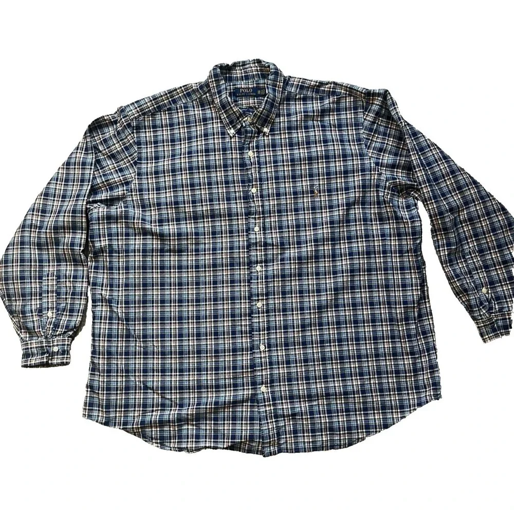Polo Ralph Lauren Plaid Button Down Shirt Mens 3XB Multi Plaid Big & Tall